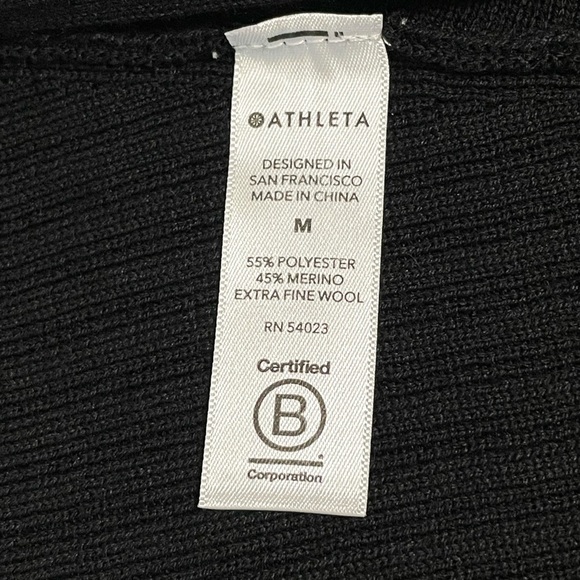 Athleta Solstice Wrap Wool Blend Open Front Cardigan Sweater Black Medium - Picture 13 of 14